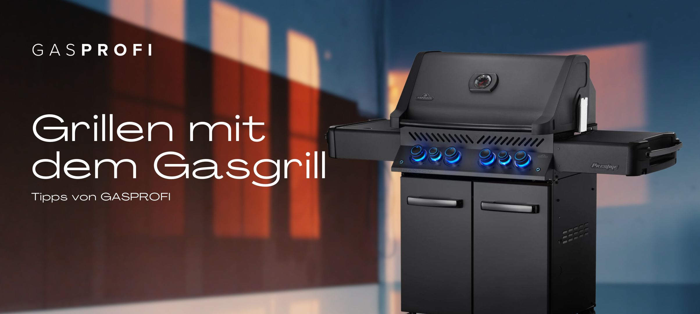Grillen mit dem Gasgrill Tipps vom GASPROFI Gasgrill auf einem industriellen Hintergrund
